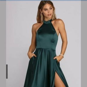 INDIA SATIN TIE NECK GOWN